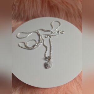 Elegant Sterling Silver 925 Heart Pendant Necklace With Moissinite